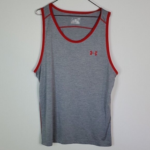 Under Armour Other - UNDER Armour large loose fit grey and red athletic jersey